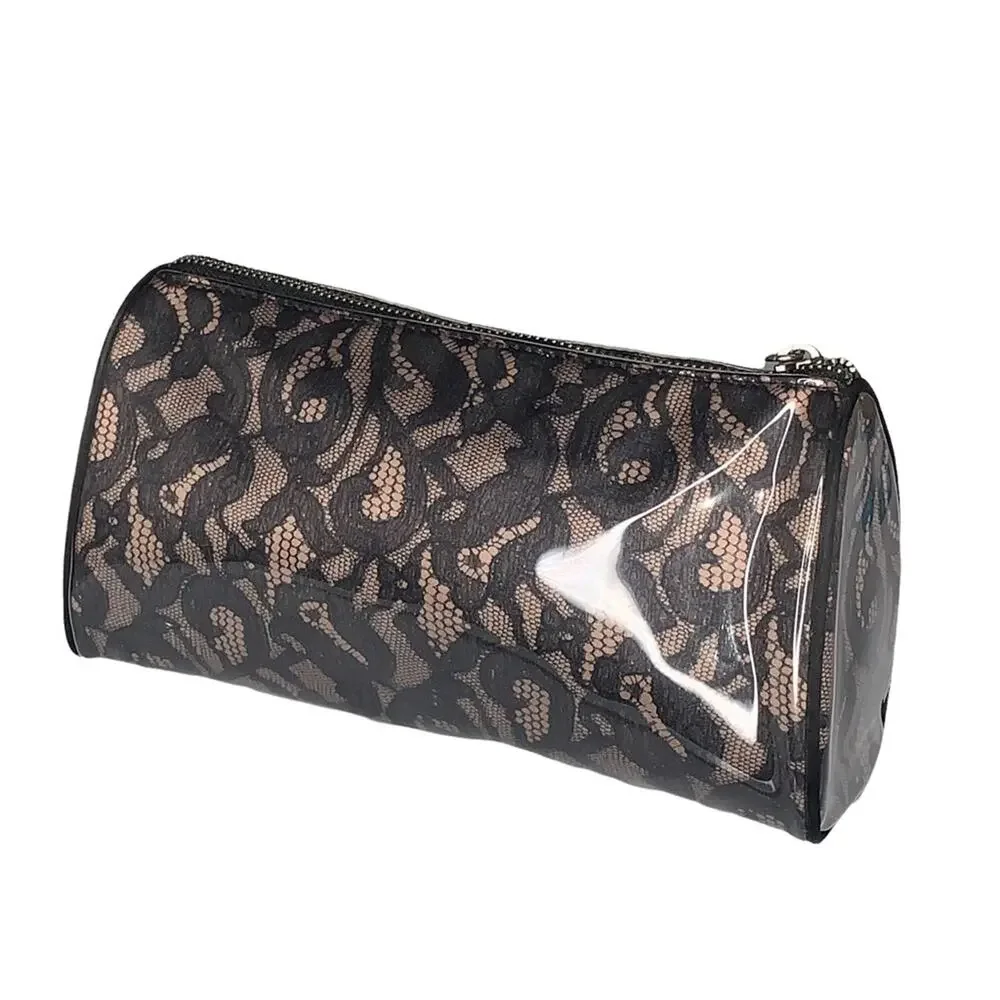Victoria’s Secret Glossy Makeup Lace Bag Black and Nude